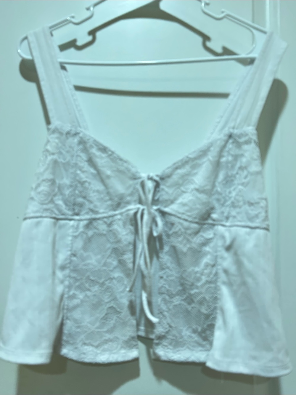LC Lauren Conrad White Lace Tie-Front Cami